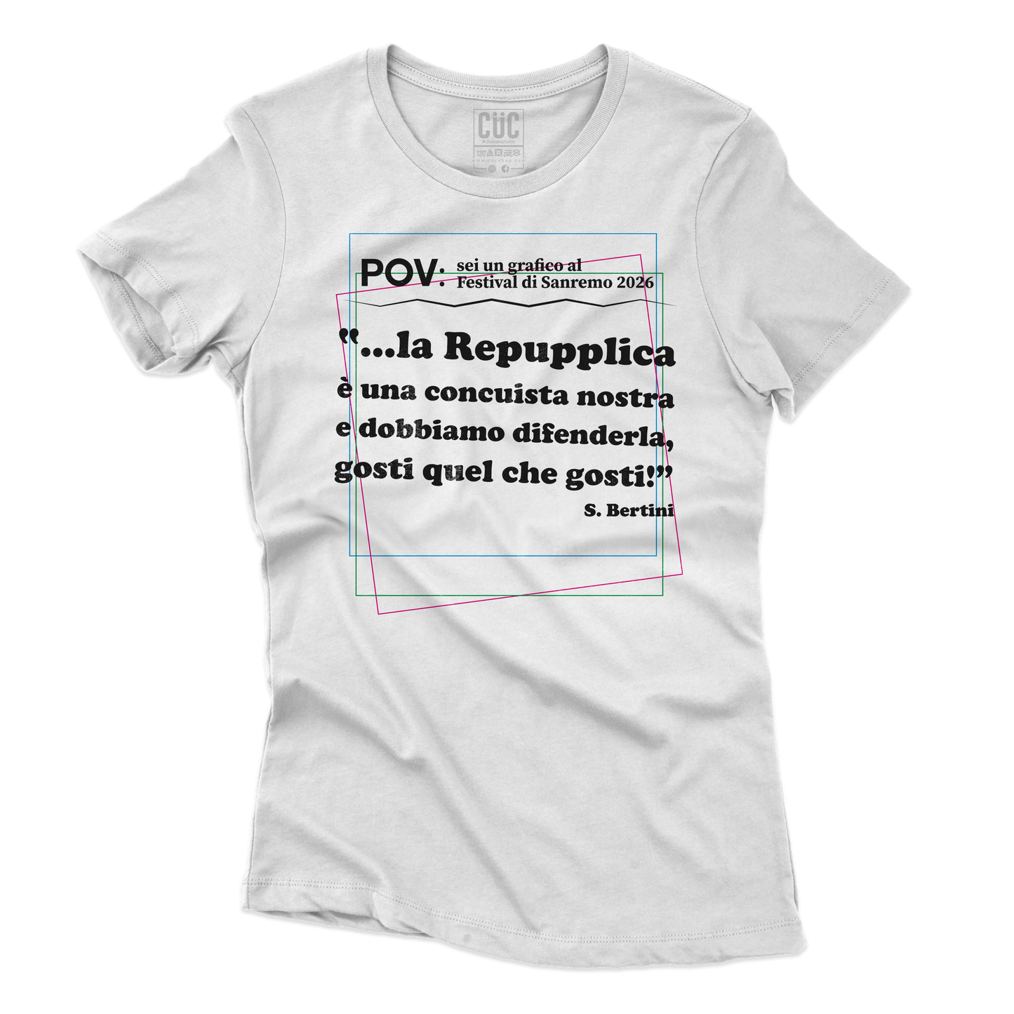 CUC T-SHIRT REPUPPLICA ERRORE SANREMO 2026 - PROGRAMMI TV - Gaffe - Testo Sbagliato - Divertente - Parodia - Pertini - Repubblica -  #chooseurcolor