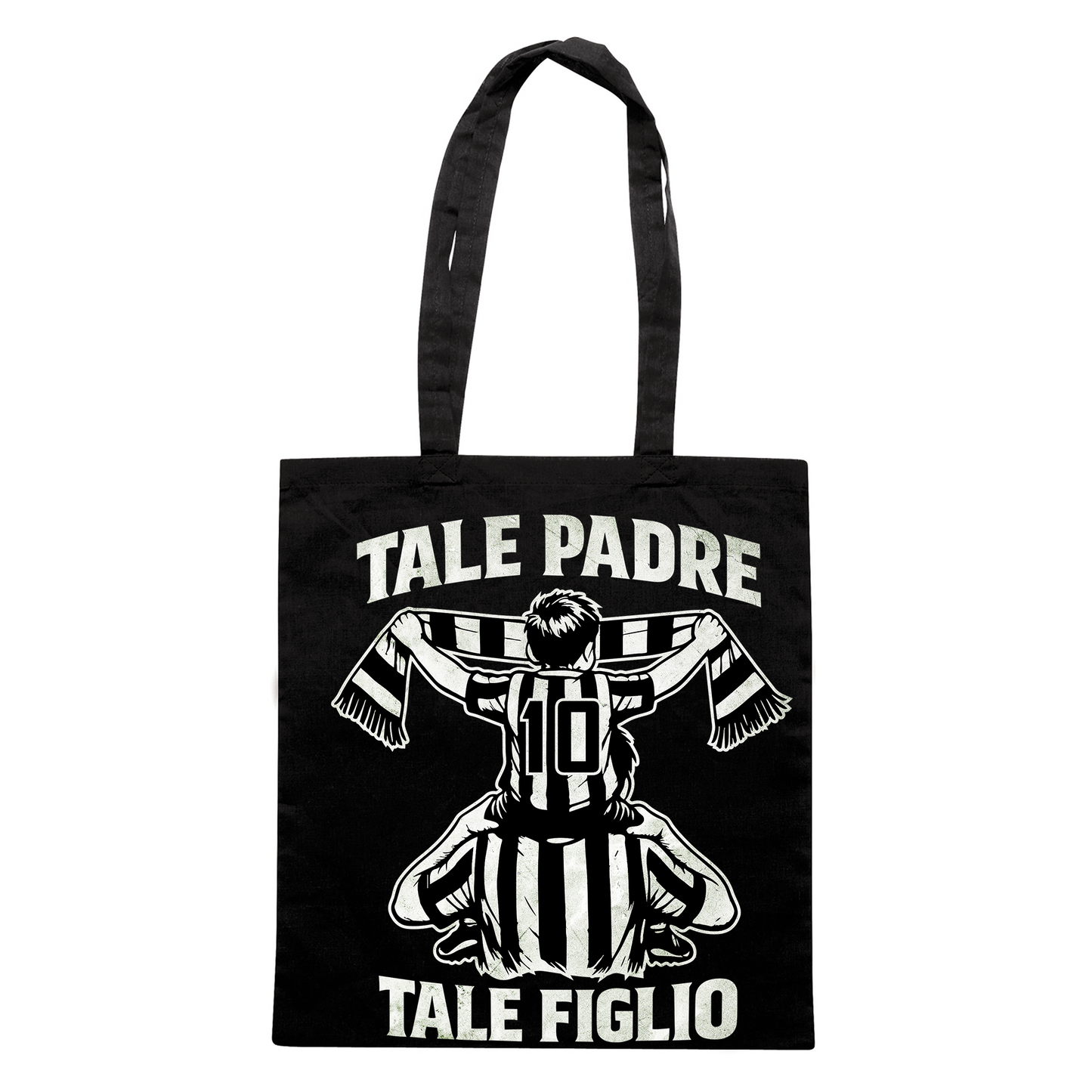 SHOPPER Festa del Papà padre Tifoso come il figlio BIANCO NERO Nera #chooseurcolor