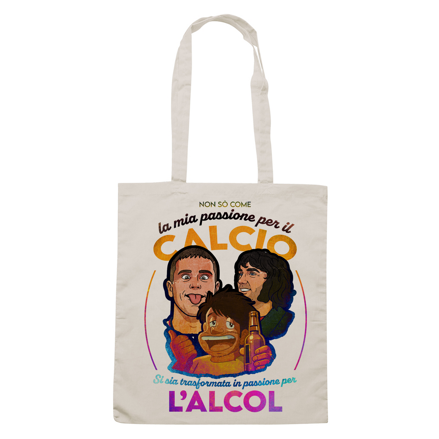 SHOPPER ALCOL CALCIO cresci e bevi meme Sabbia M [IMGKEY:SAN:M:1]