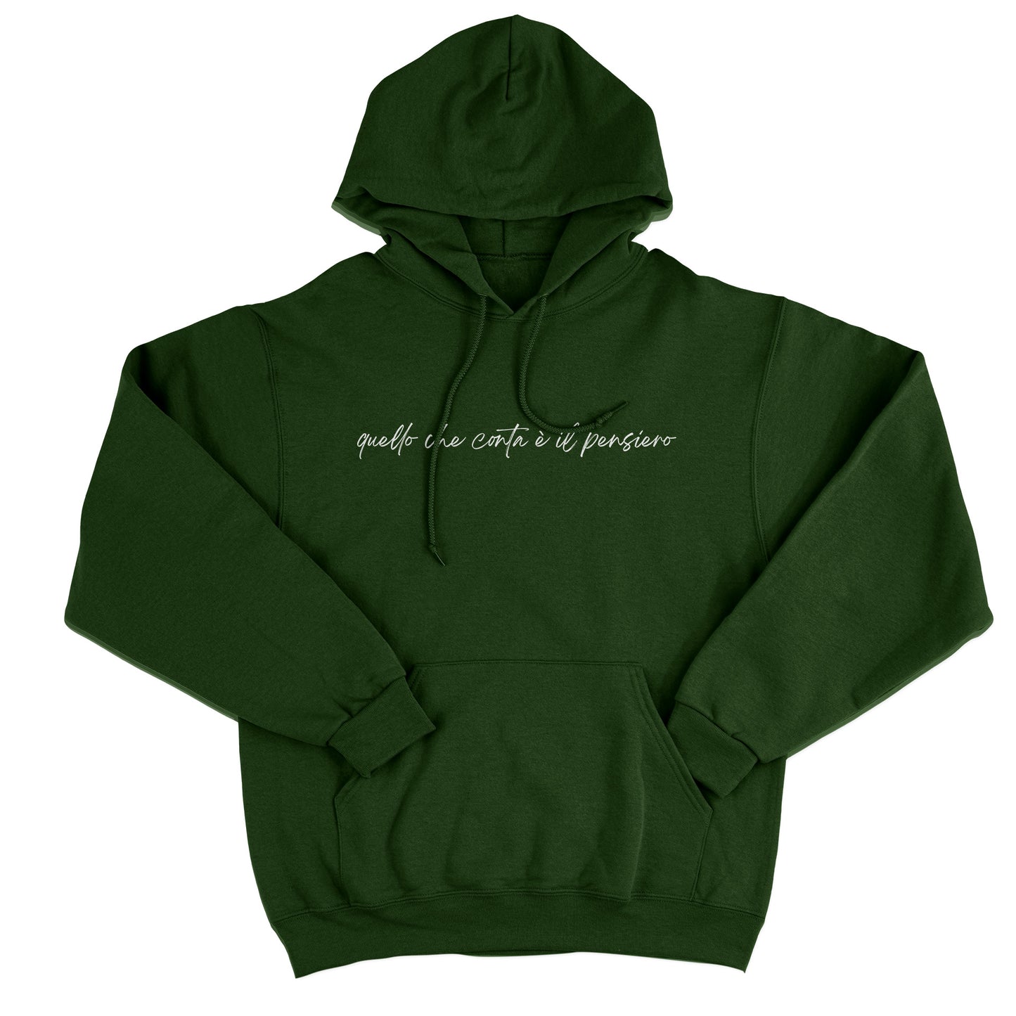 FELPA CAPPUCCIO quello che conta è il pensiero divertente natale regalo simpatico Verde Bottiglia #chooseurcolor