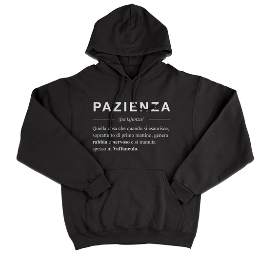 FELPA CAPPUCCIO PAZIENZA descrizione dizionario simpatica e vera #chooseurcolor