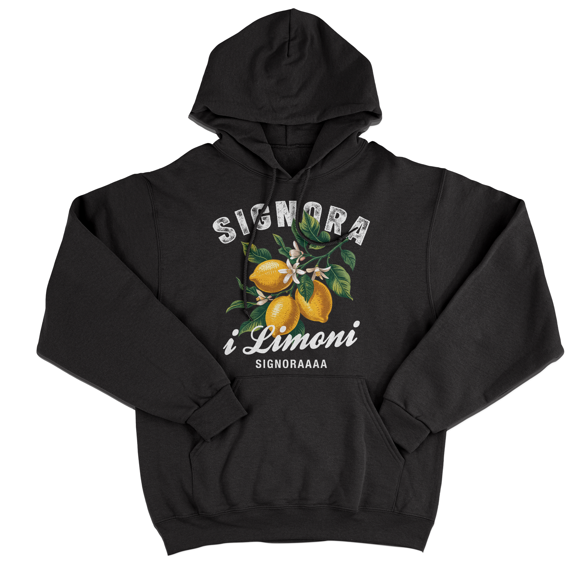 FELPA CAPPUCCIO Meme Fashion Signora i Limoni Web Viral Nera M [IMGKEY:BLA:M:2]