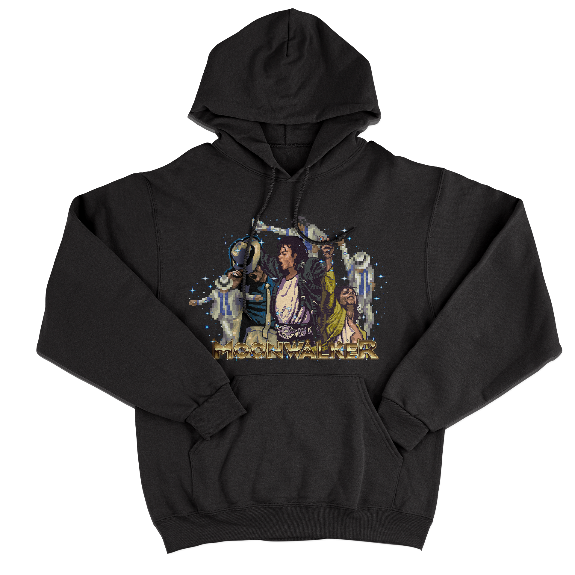 FELPA CAPPUCCIO CUC MOONWALKER Jako PIXEL ART game film anni 90 King of Pop Nera M [IMGKEY:BLA:M:1]