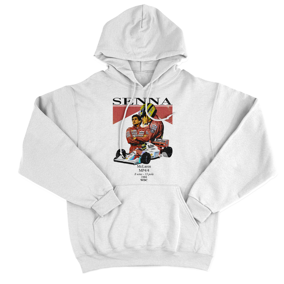 FELPA CAPPUCCIO CUC Miti dell automobilismo Senna Bianca M [IMGKEY:WHI:M:1]
