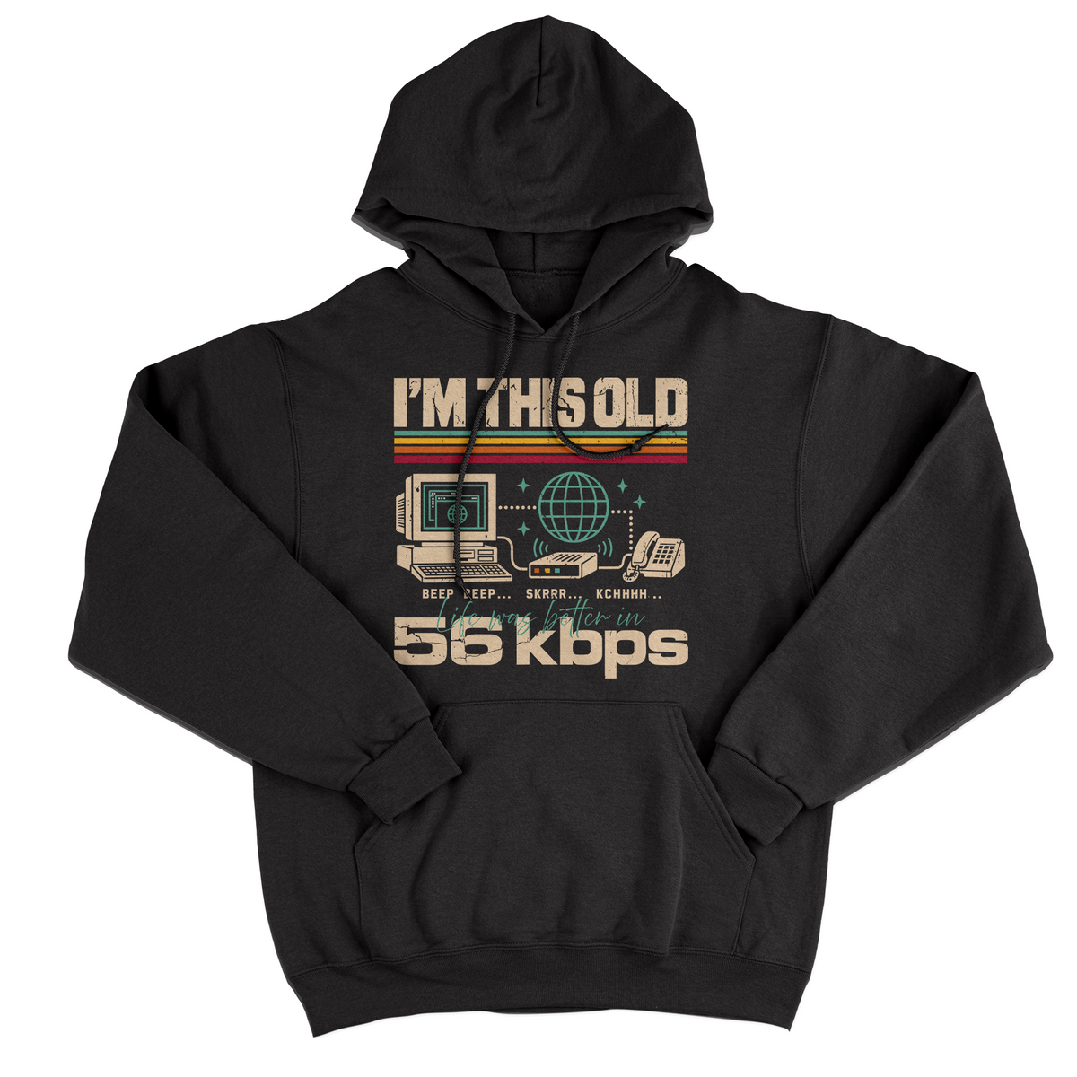 FELPA CAPPUCCIO CUC Sono così vecchio La vita era meglio in 56kbps Meme Nerd Nera M [IMGKEY:BLA:M:1]