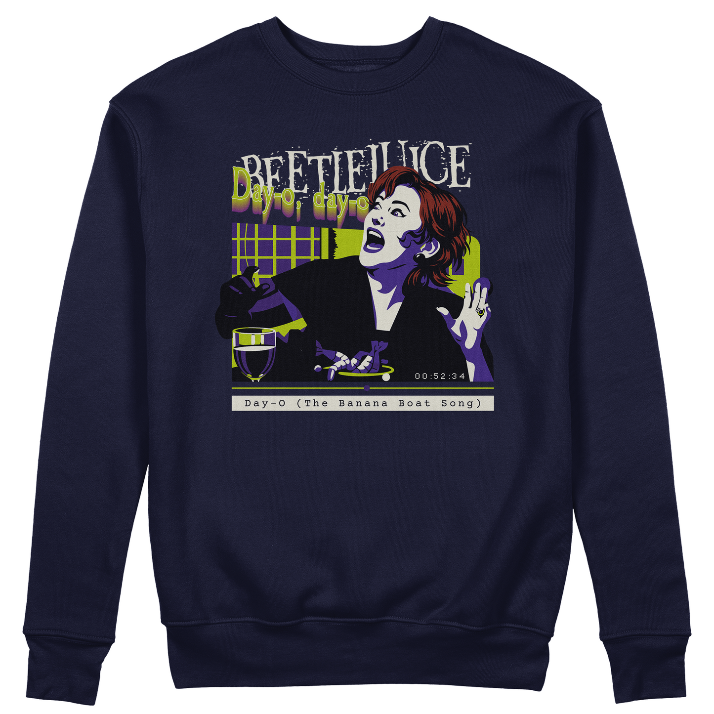 FELPA GIROCOLLO DAY O BANANA BOAT SONG beetlejuice cult Tim Burton Blu #chooseurcolor