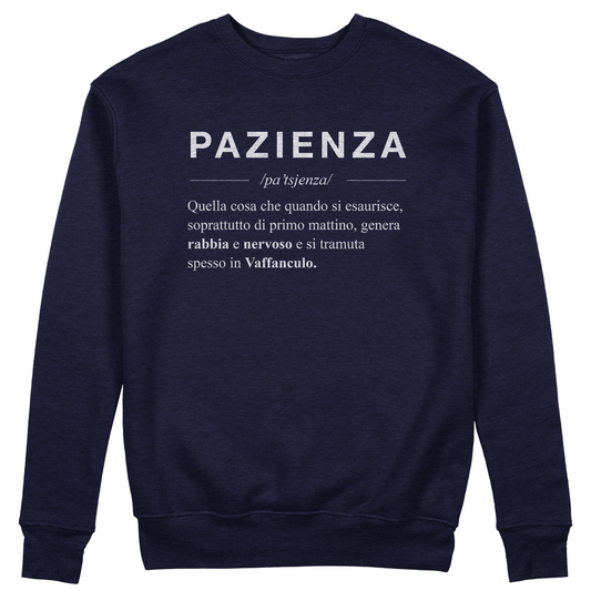 FELPA GIROCOLLO PAZIENZA descrizione dizionario simpatica e vera #chooseurcolor