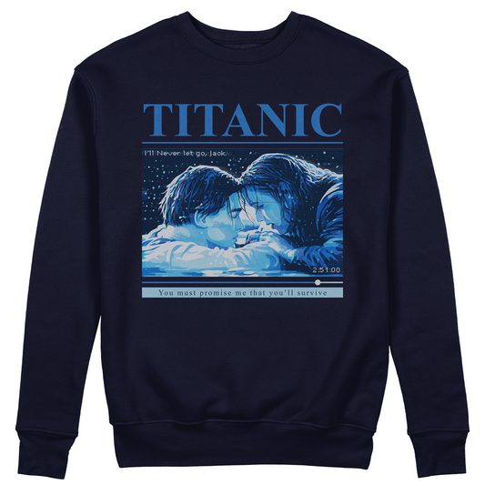 FELPA GIROCOLLO CUC Titanic Promise Rose Jack Film cult Blu M [IMGKEY:NAV:M:2]