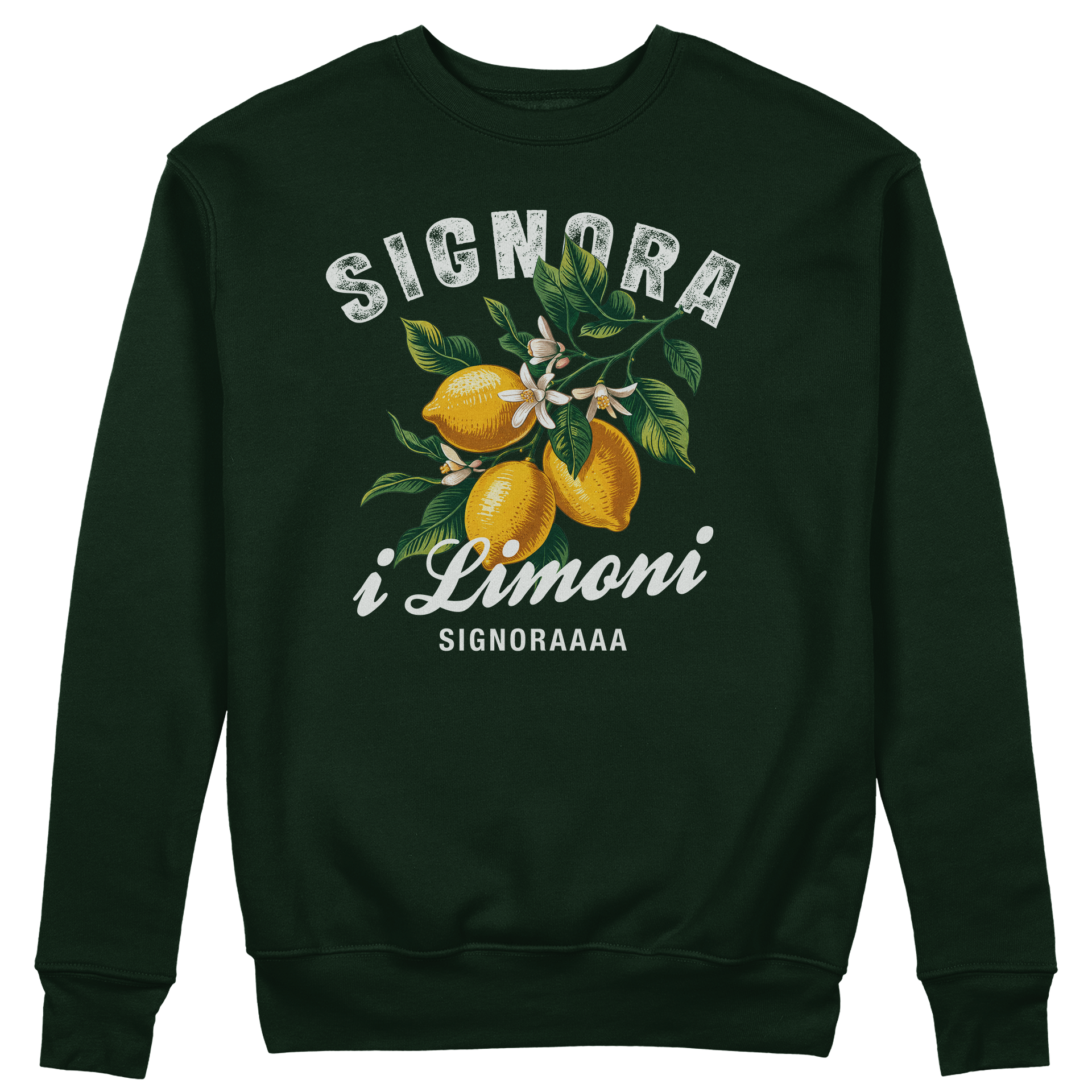 FELPA GIROCOLLO Meme Fashion Signora i Limoni Web Viral Verde Bottiglia M [IMGKEY:BOT:M:1]