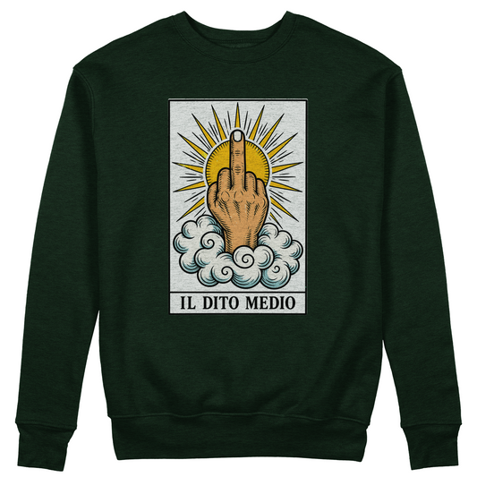 FELPA GIROCOLLO CUC Tarocchi IL DITO MEDIO Verde Bottiglia M [IMGKEY:BOT:M:1]