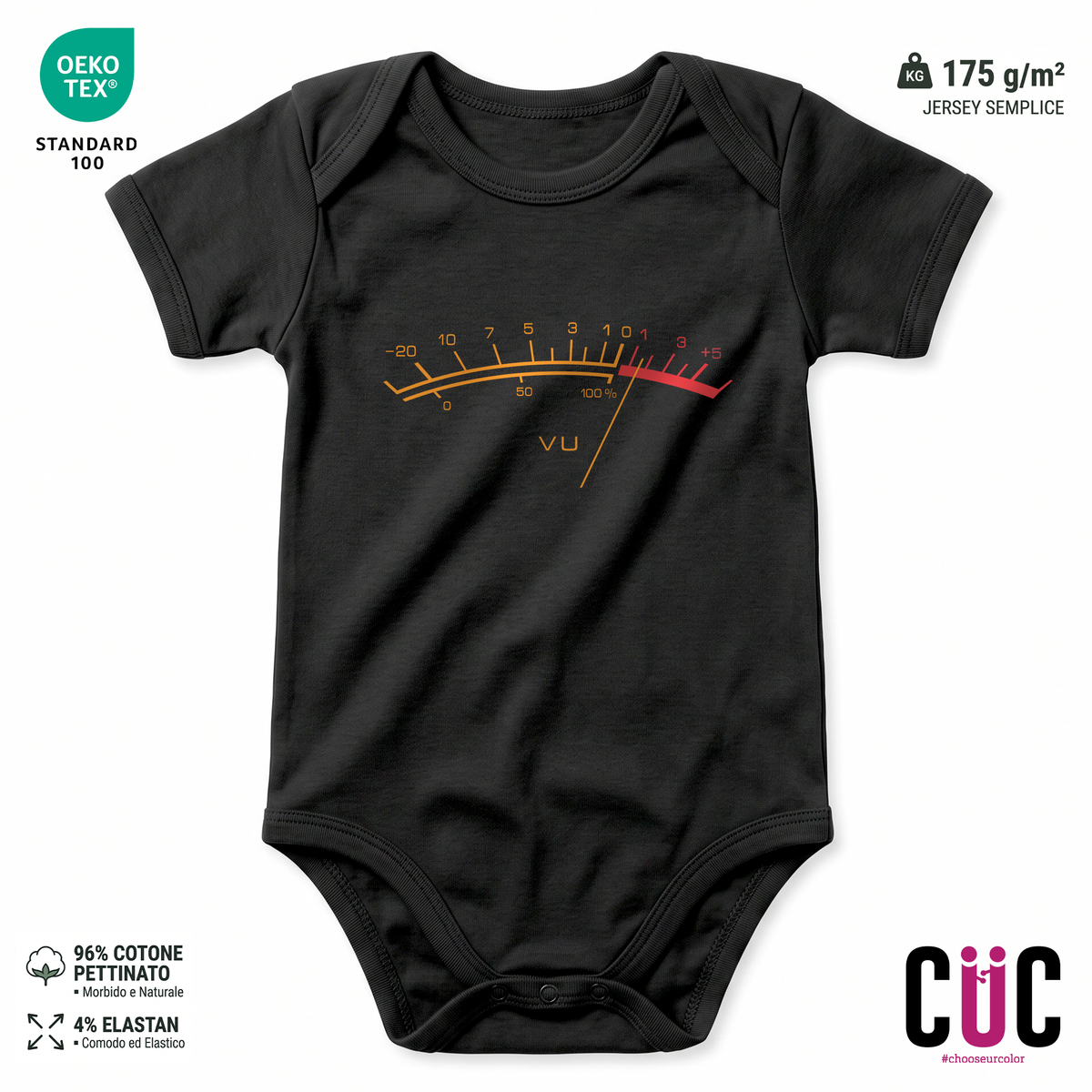 BODY BAMBINO VU METER acustico sintonizzatore Nera M [IMGKEY:BLA:M:1]