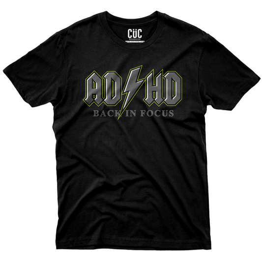 T-SHIRT ADHD back in focus scritta simpatica Nera #chooseurcolor