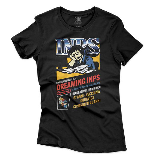 T-SHIRT CUC INPS Gioco per i prossimi anni Pensione Nera W [IMGKEY:BLA:W:2]