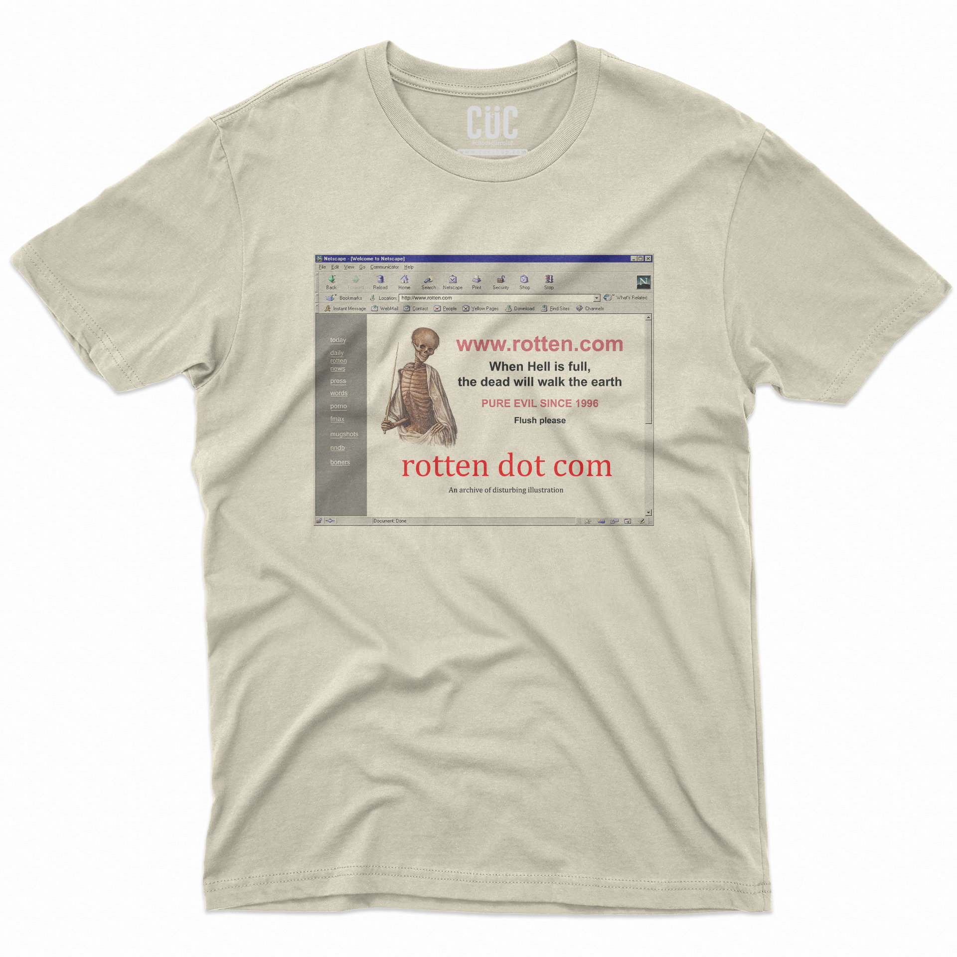 T-SHIRT CUC Nostalgia Nerd Rotten dot Com Anni 90 horror Sabbia M [IMGKEY:SAN:M:1]