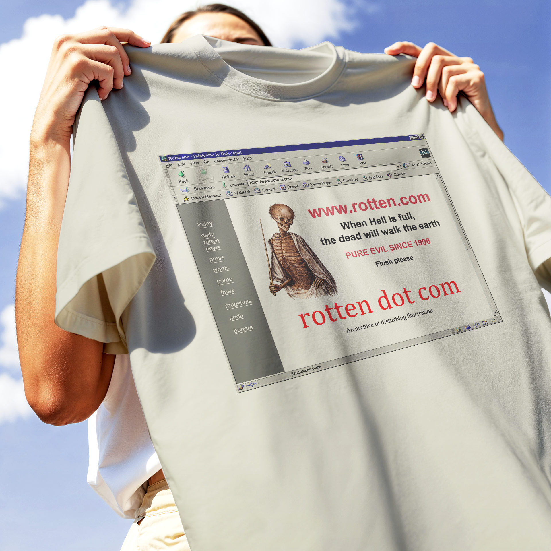 T-SHIRT CUC Nostalgia Nerd Rotten dot Com Anni 90 horror Sabbia M [IMGKEY:SAN:M:3]
