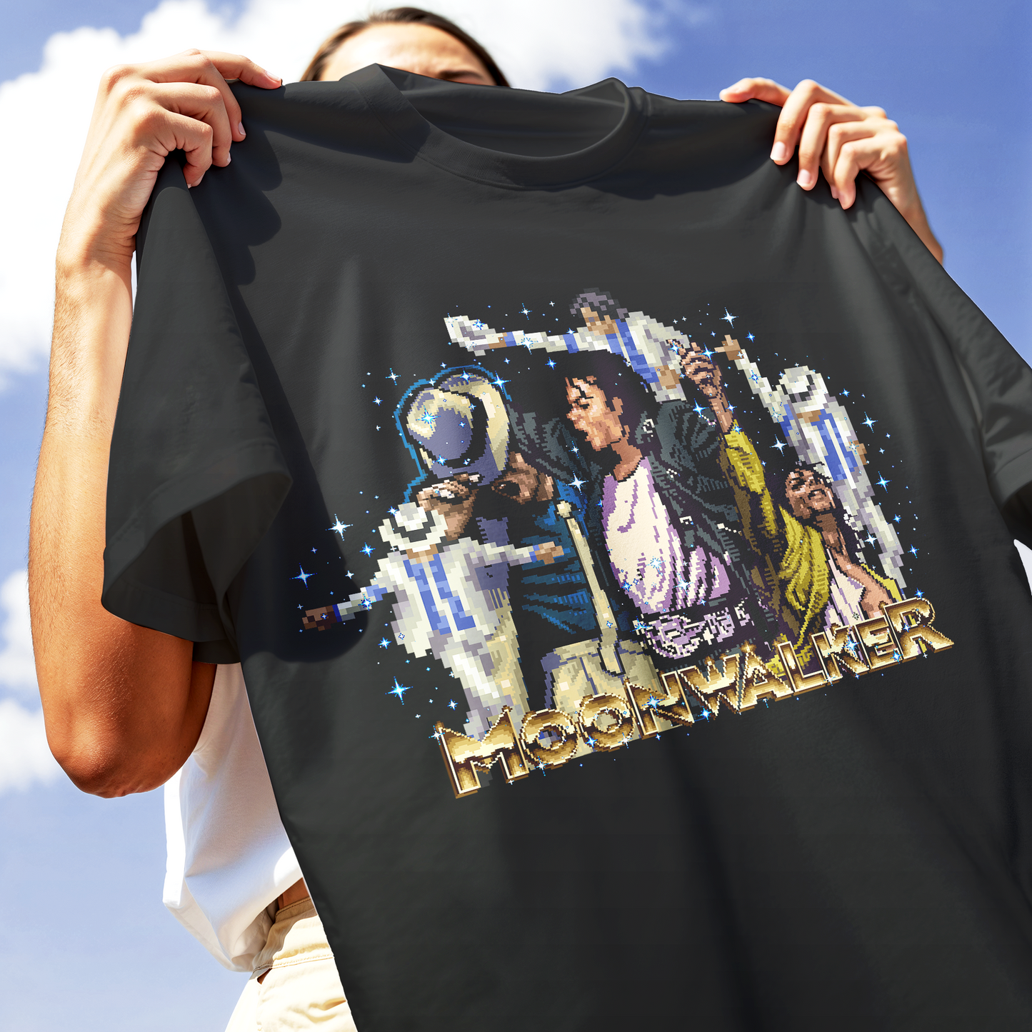 T-SHIRT CUC MOONWALKER Jako PIXEL ART game film anni 90 King of Pop Nera M [IMGKEY:BLA:M:3]