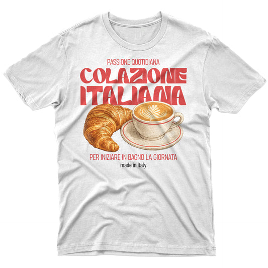 T-SHIRT CUC COLAZIONE ITALIANA per iniziare in bagno la giornata meme simpatica Bianca M [IMGKEY:WHI:M:1]