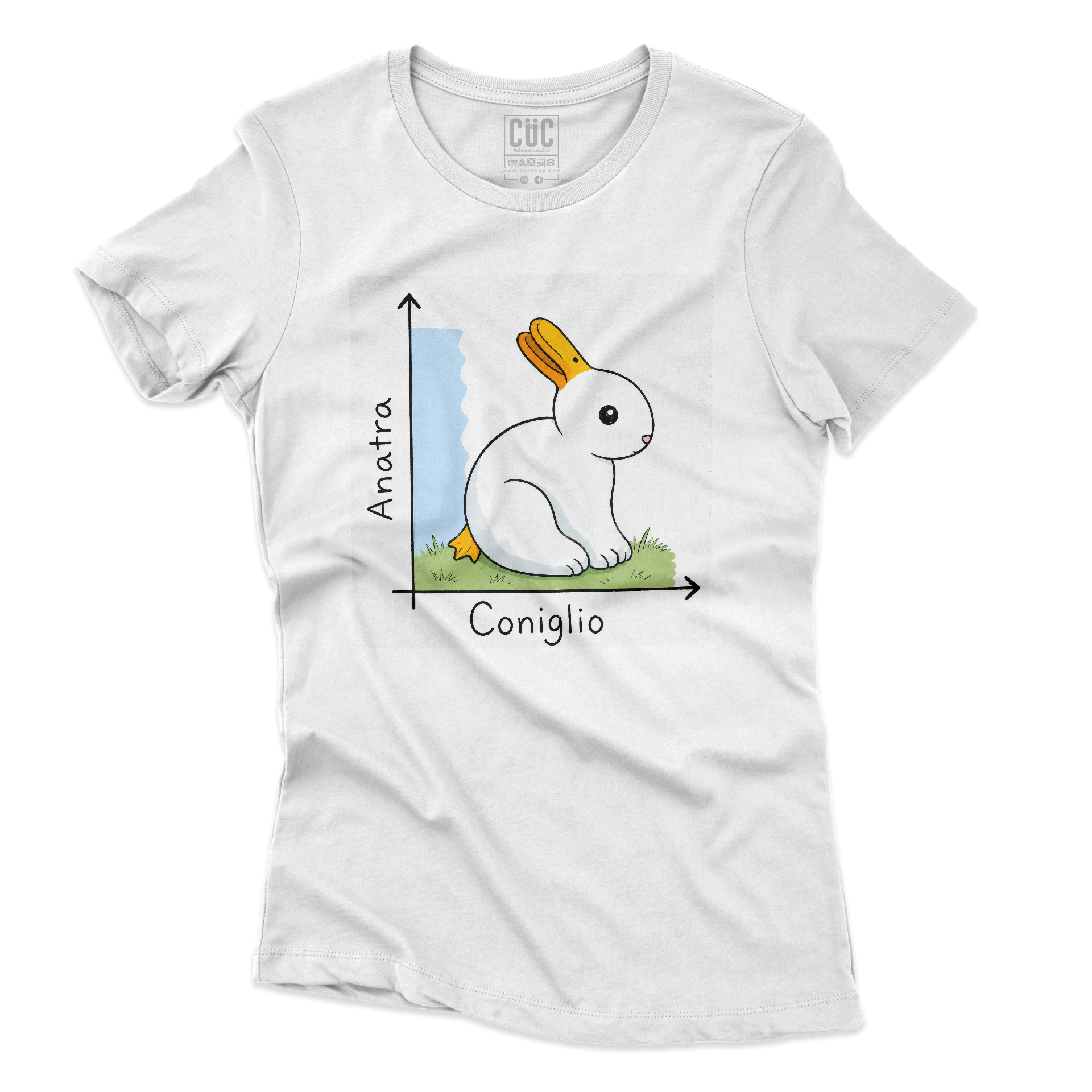 T-SHIRT CUC PUNTI DI VISTA coniglio anatra meme divertente Bianca W [IMGKEY:WHI:W:2]