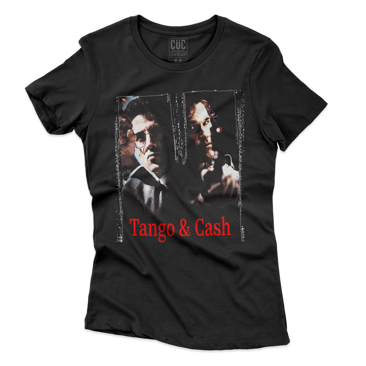 T-SHIRT CUC TANGO & CASH Cult Film Anni 90 vintage Stallone e Russell Nera W [IMGKEY:BLA:W:3]