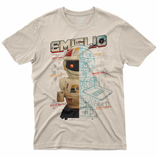 T-SHIRT CUC Emiglio Robot Anni 80 nostalgia sogno d'infanzia Sabbia M [IMGKEY:SAN:M:1]