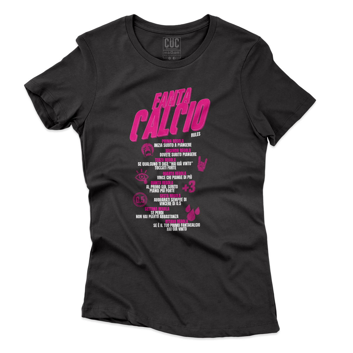 T-SHIRT FANTACALCIO LIKE FIGHT CLUB regole del fanta Nera W [IMGKEY:BLA:W:4]