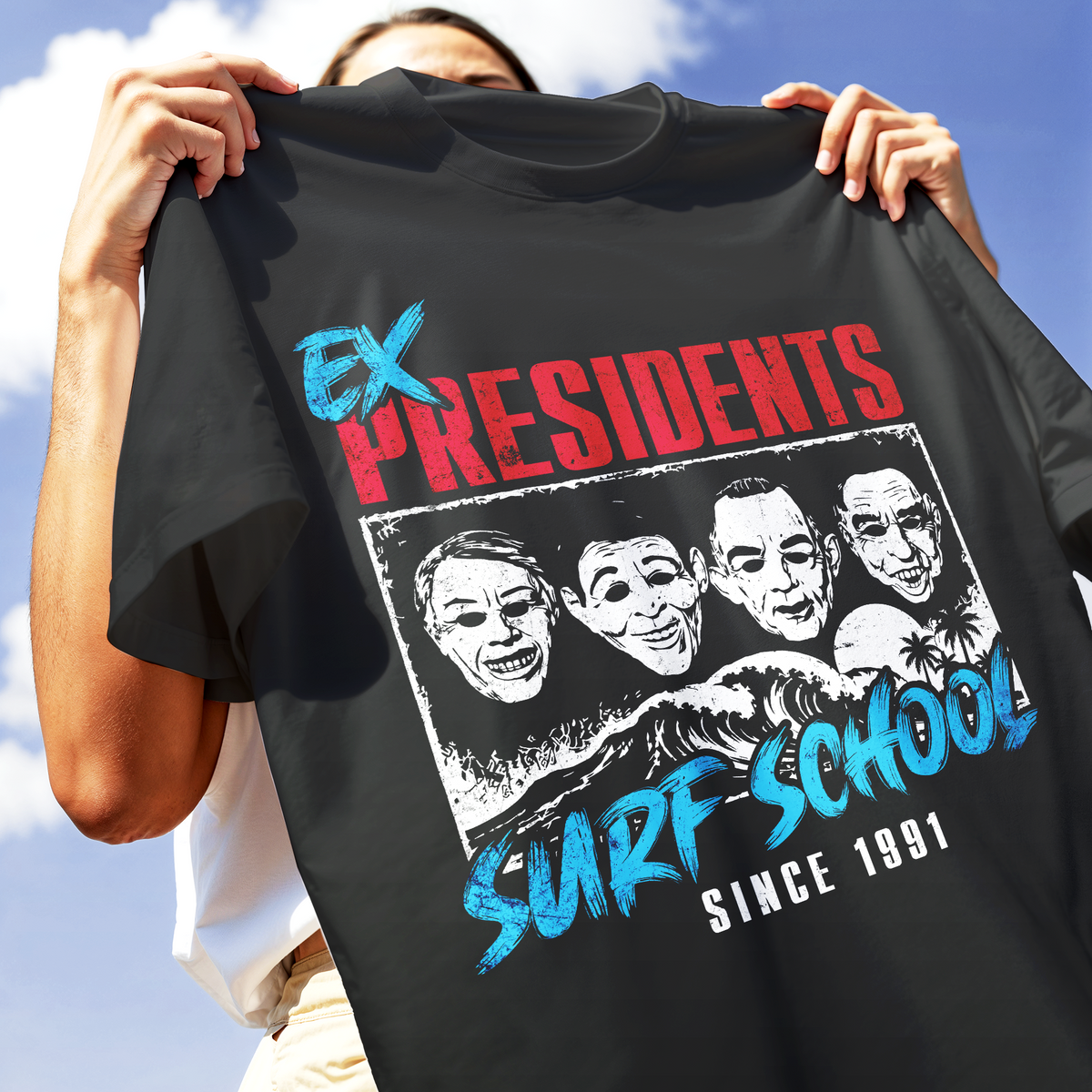 T-SHIRT CUC EX PRESIDENTS Surf School Point Break film cult anni 90 Nera M [IMGKEY:BLA:M:2]