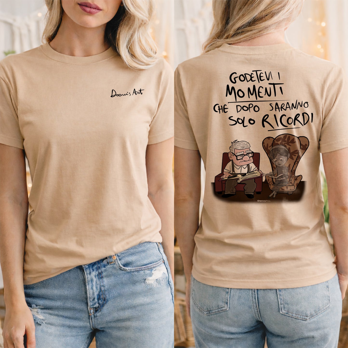 T-SHIRT RICORDI Stampa fronte e retro SABBIA #chooseurcolor