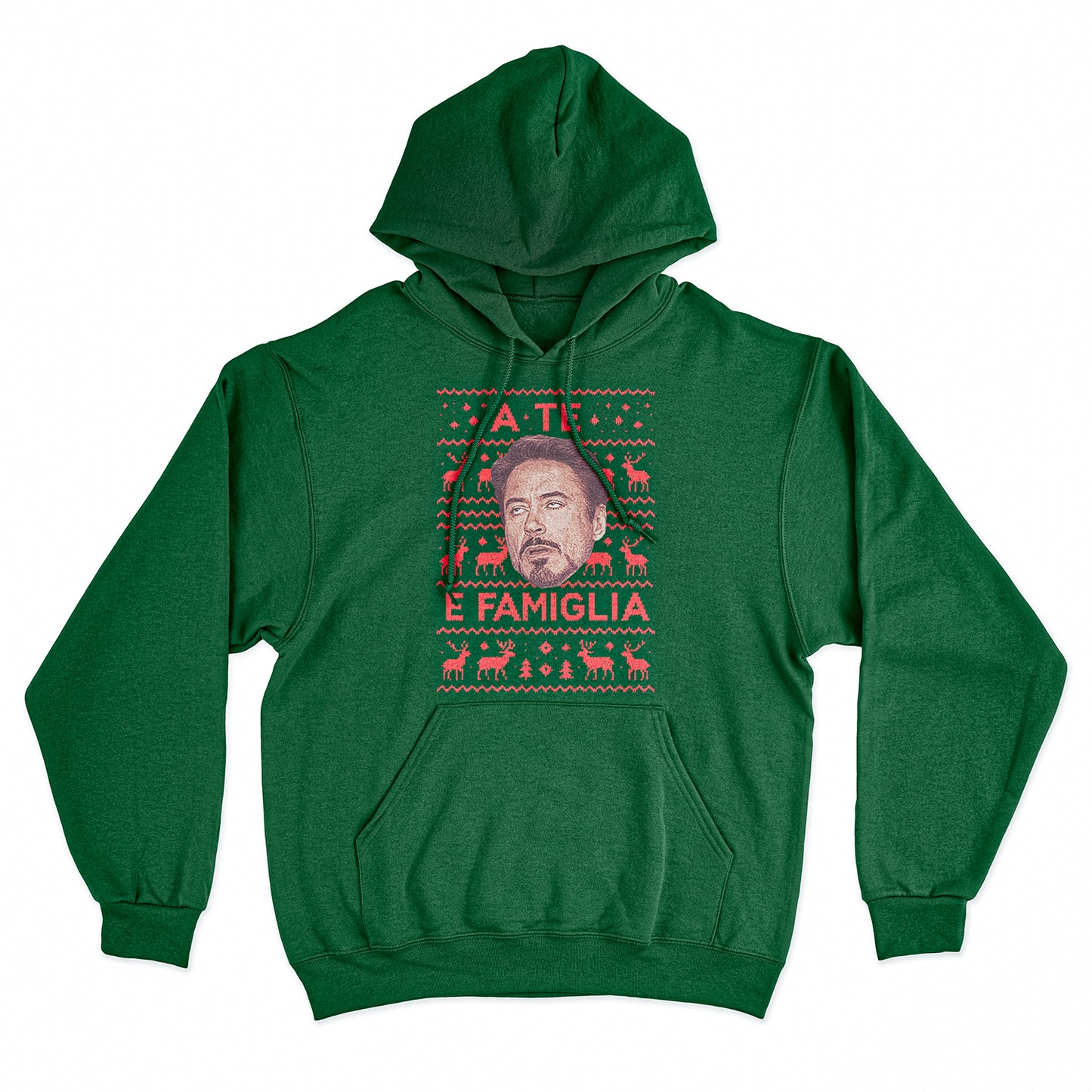 Felpa Cappuccio A TE E FAMIGLIA - Natale - meme #chooseurcolor