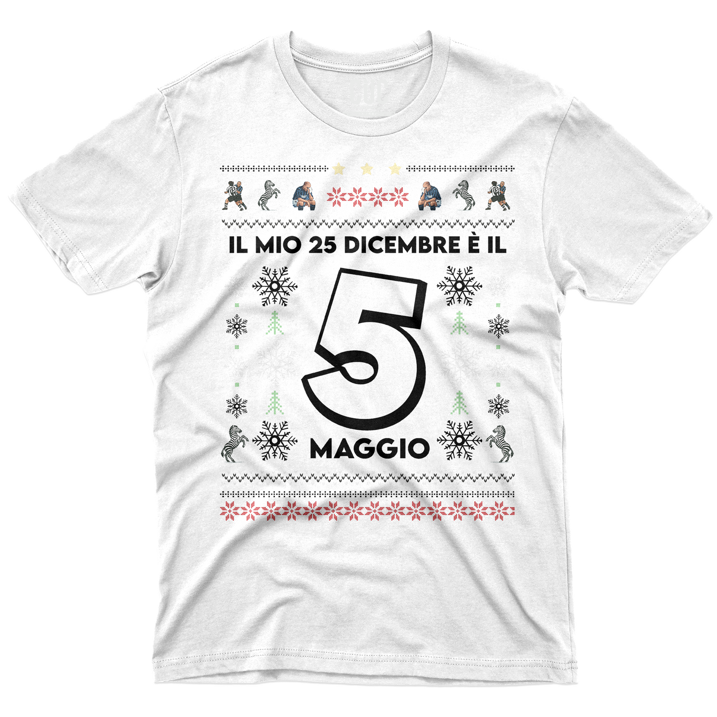 CUC T-Shirt IL MIO 25 DICEMBRE è IL 5 MAGGIO - natale sport sfottò tifo bianco nero #chooseurcolor