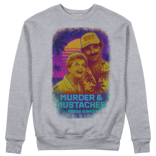 Felpa Girocollo unisex MURDER & MUSTACHES 80's - pixel versione Jessica e Magnum #chooseurcolor
