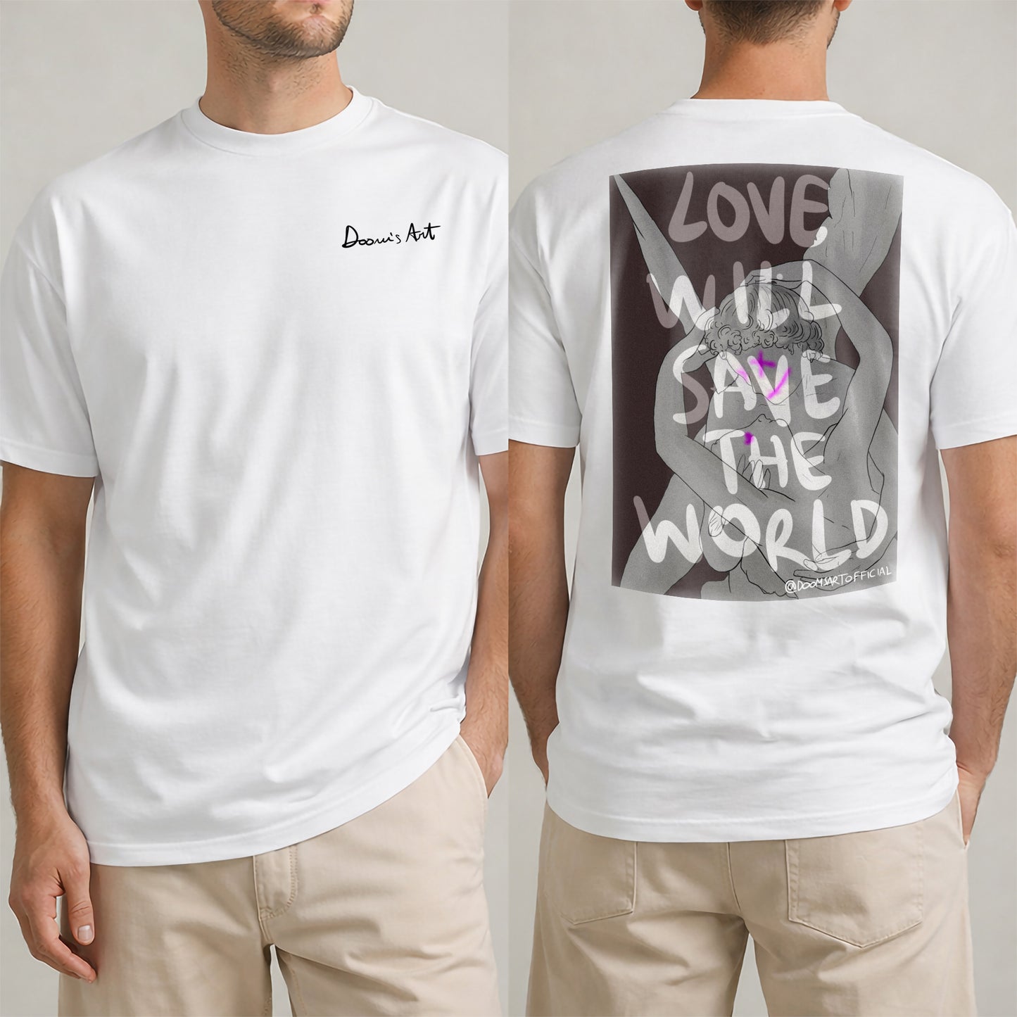 T-SHIRT LOVE Bianca  Fronte e Retro #chooseurcolor