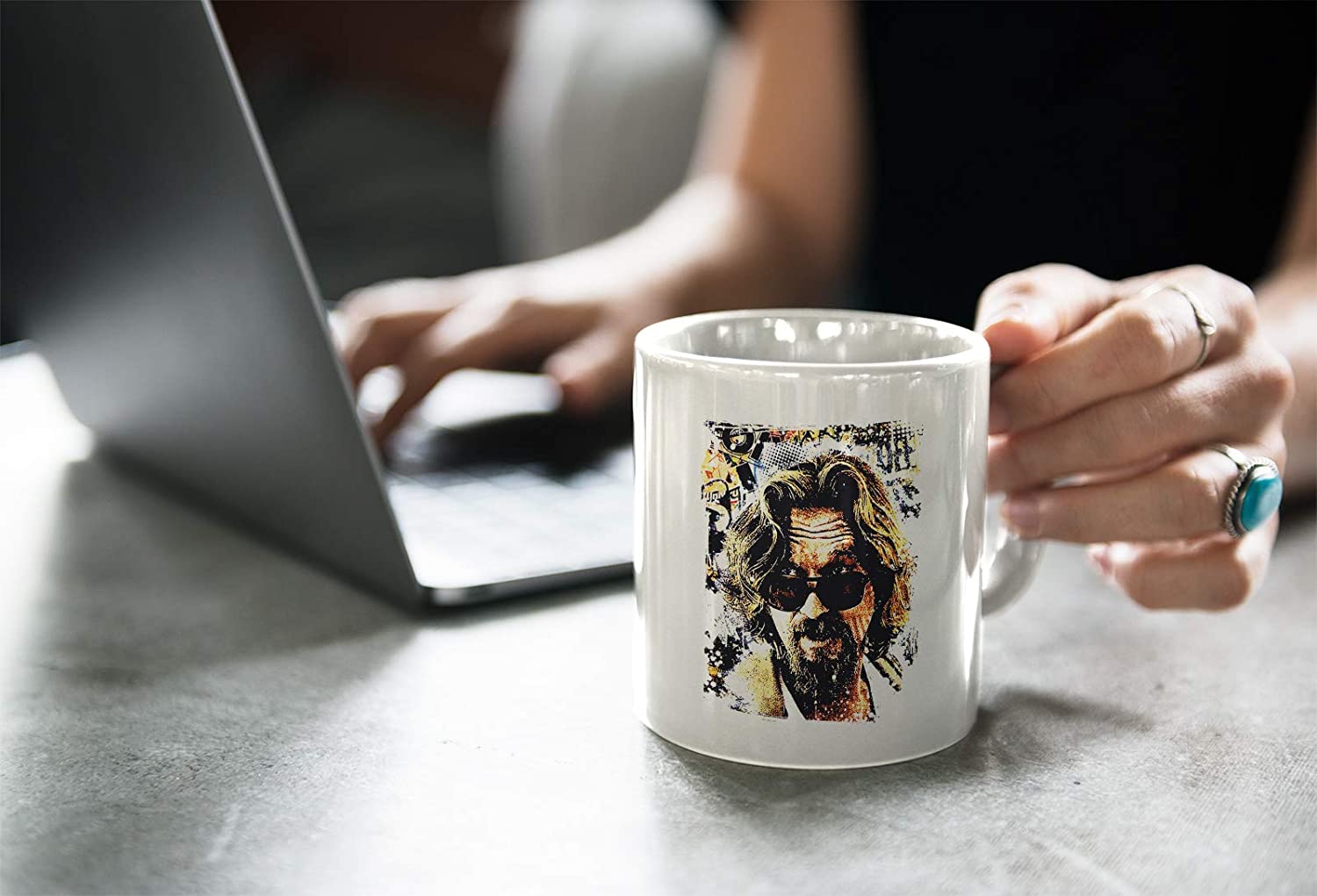 White Smoke Tazza per Colazione Drugo Lebowski - Disegno sul Film dei fratelli Coen - Choose ur Color Cuc shop