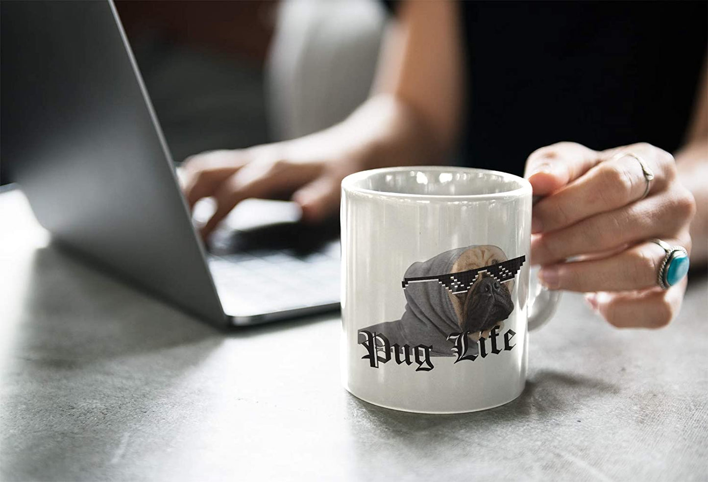 White Smoke Tazza Pug Life - Mug sul Carlino - Choose Ur Color Cuc shop