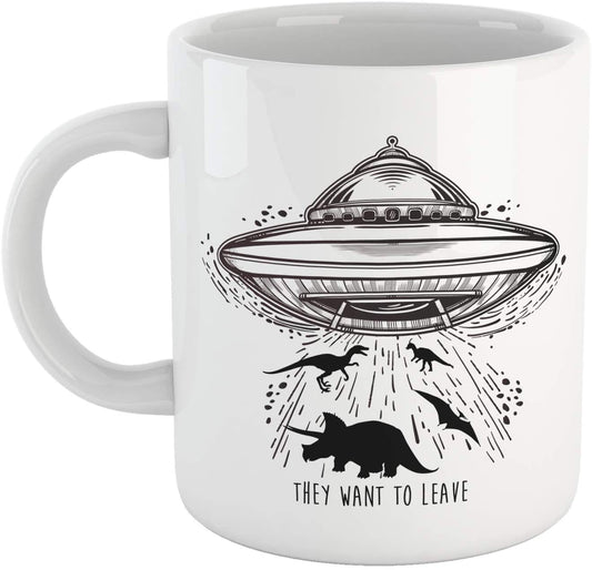 Lavender Tazza They Want to Leave - Mug Divertente UFO e Dinosauri - Choose ur Color Cuc shop