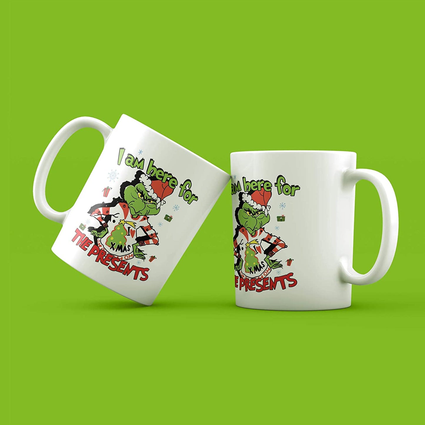 Gray Tazza Grinch - Sono Qui per i Vostri Regali di Natale - Grinchmas - Grafica Simpatica Natalizia Regalo Simpatico - Choose ur Color Cuc shop