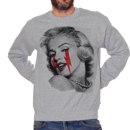 Dark Gray Felpa Girocollo Marilyn Monroe Vintage Star Black And White - POLITICA CucShop