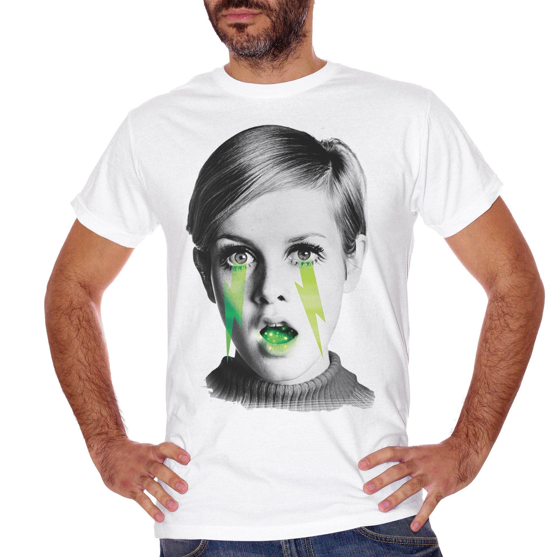 White Smoke T-Shirt Twiggy Vintage Star Black And White - FAMOSI CucShop