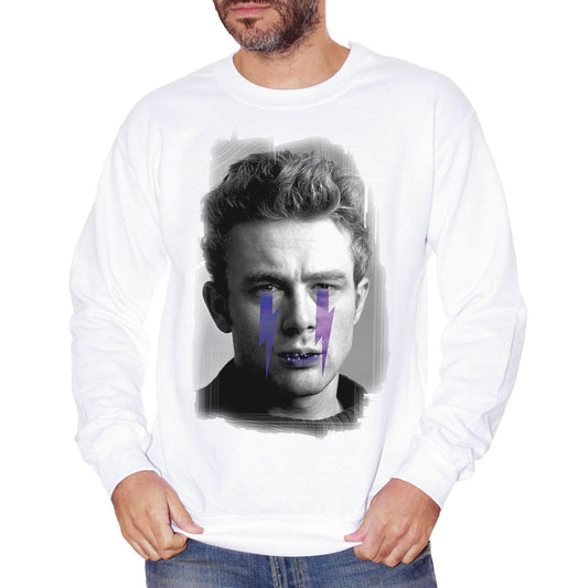 White Smoke Felpa Girocollo James Dean Vintage Star Black And White - FAMOSI CucShop