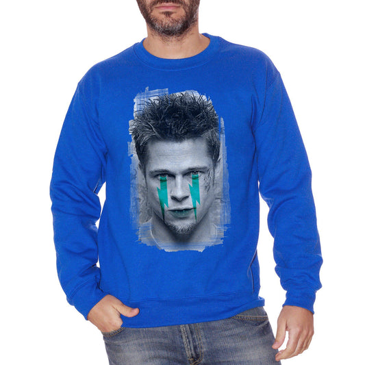 Royal Blue Felpa Girocollo Brad Pitt Tyler Durden Fight Club Movie Film Vintage - FILM CucShop