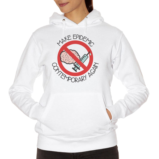 White Smoke Felpa Make Epidemic Contemporary Again-No Vax Vaccino Epidemia Vaccini - POLITICA CucShop