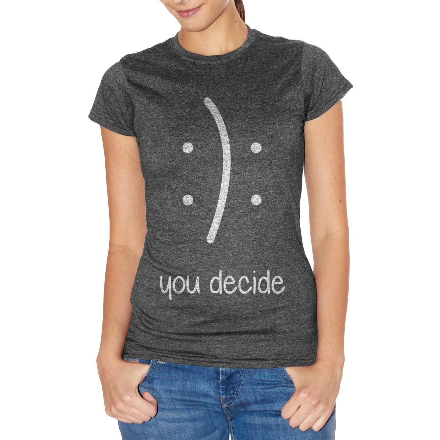 White T-Shirt Emoticon Smile Felice Triste Emoji - SOCIAL CucShop