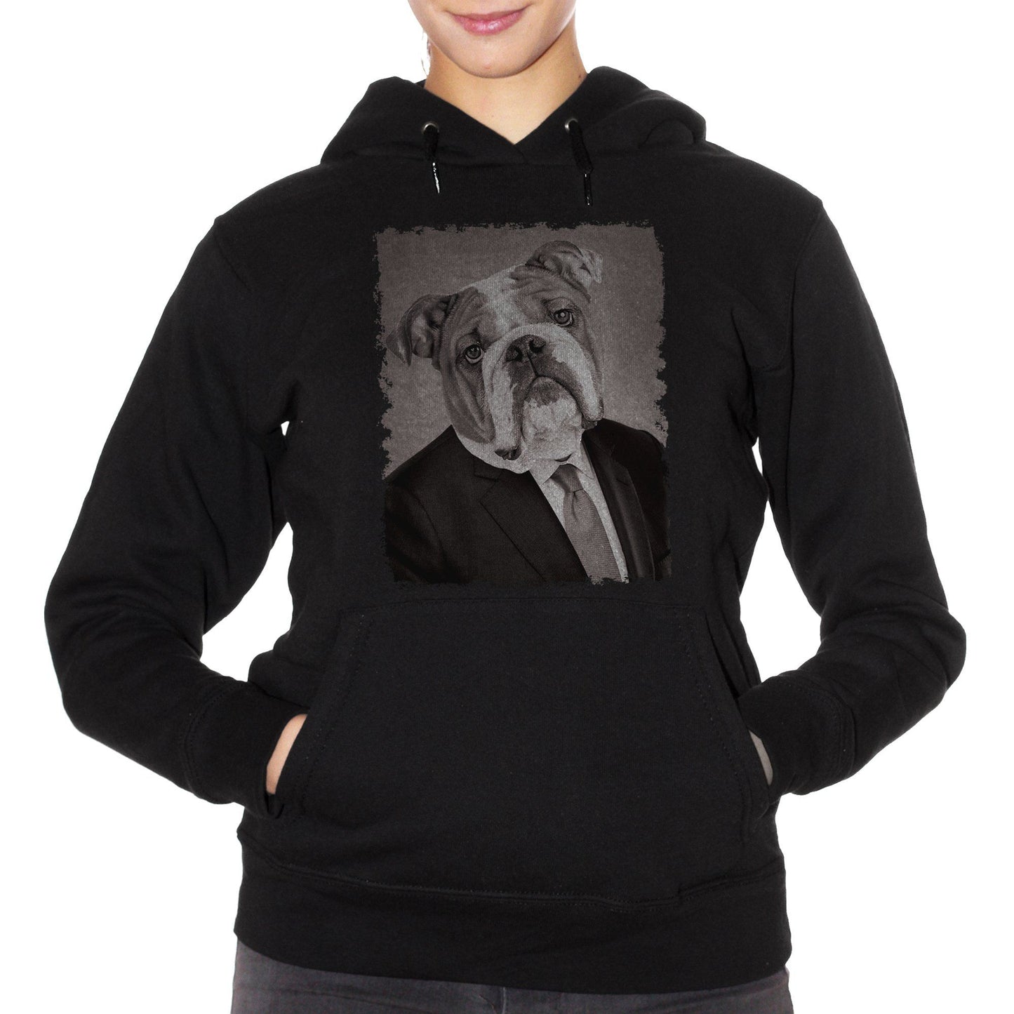 Black Felpa Bulldog Cane Pet Funny Business Elegant Photo Antico Ritratto - SOCIAL CucShop