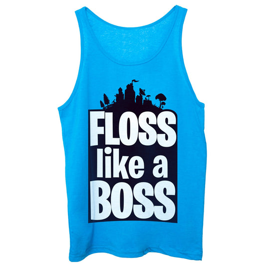 Deep Sky Blue Canotta Floss Like A Boss Flossin Dance - SOCIAL CucShop