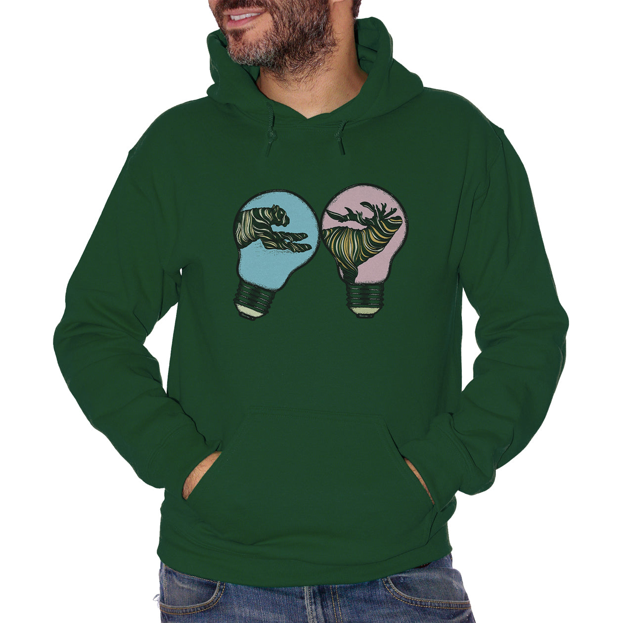 Dark Slate Gray Felpa Cappuccio Abstract Lampadine - Funny Choose ur Color CucShop