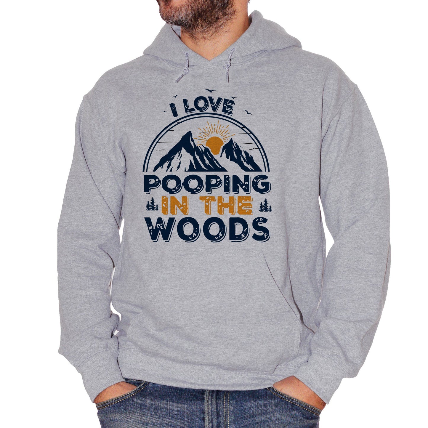 Dark Gray Felpa Cappuccio Pooping In The Woods Divertente - Funny Choose ur color CucShop