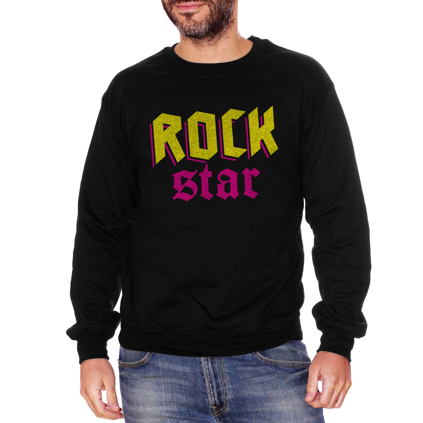 Black Felpa Girocollo Rock Star Musica Rock and Roll - Music Choose ur Color CucShop