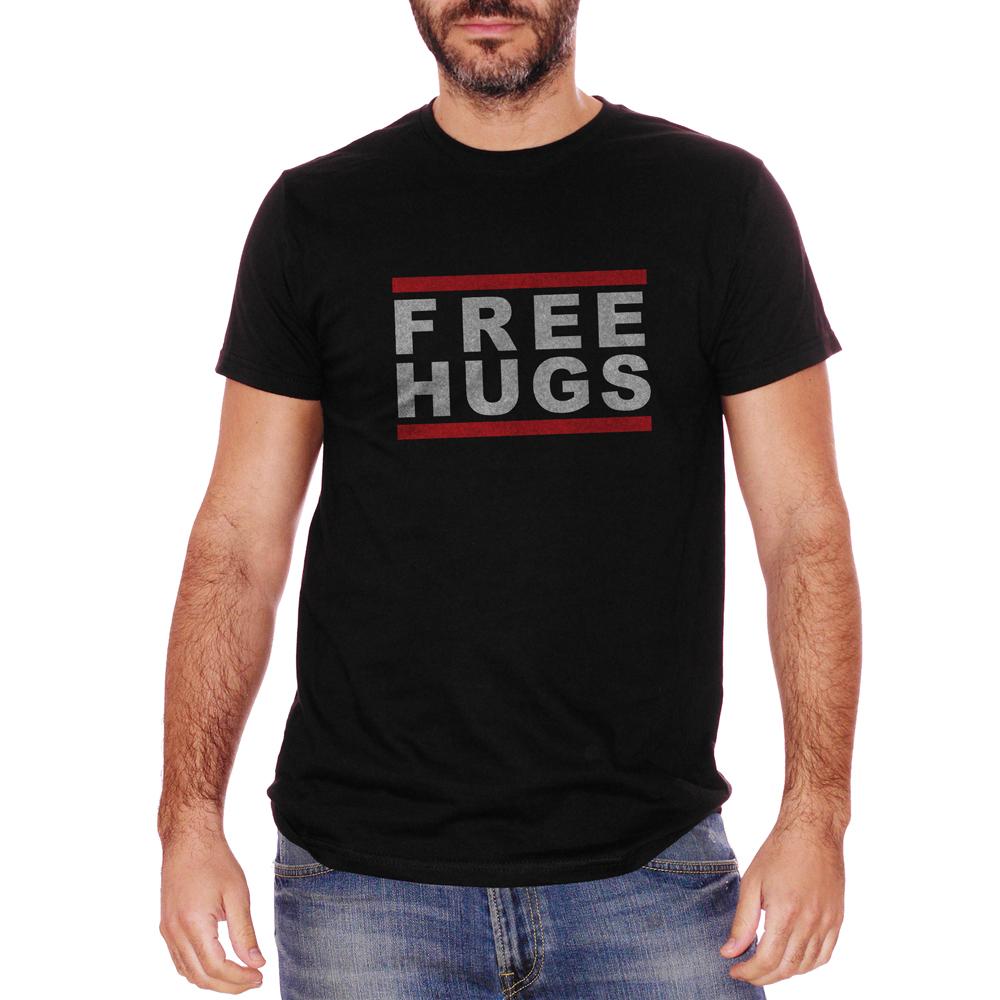 White T-Shirt Free Hugs - DIVERTENTE Choose ur color CucShop