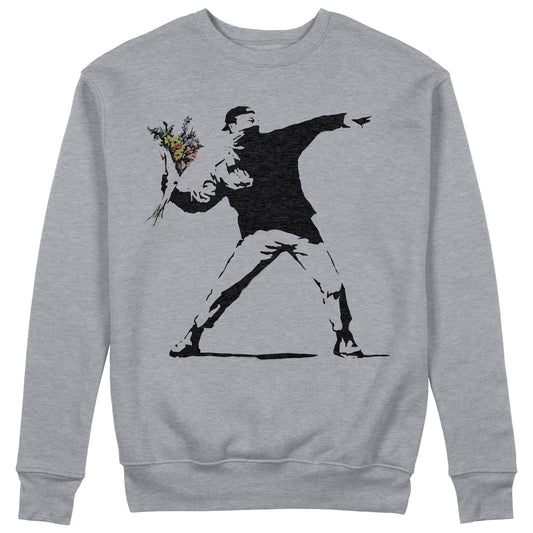 CUC Felpa Gircollo -Banksy Lanciatore di Fiori - Unisex #chooseurcolor - CUC chooseurcolor