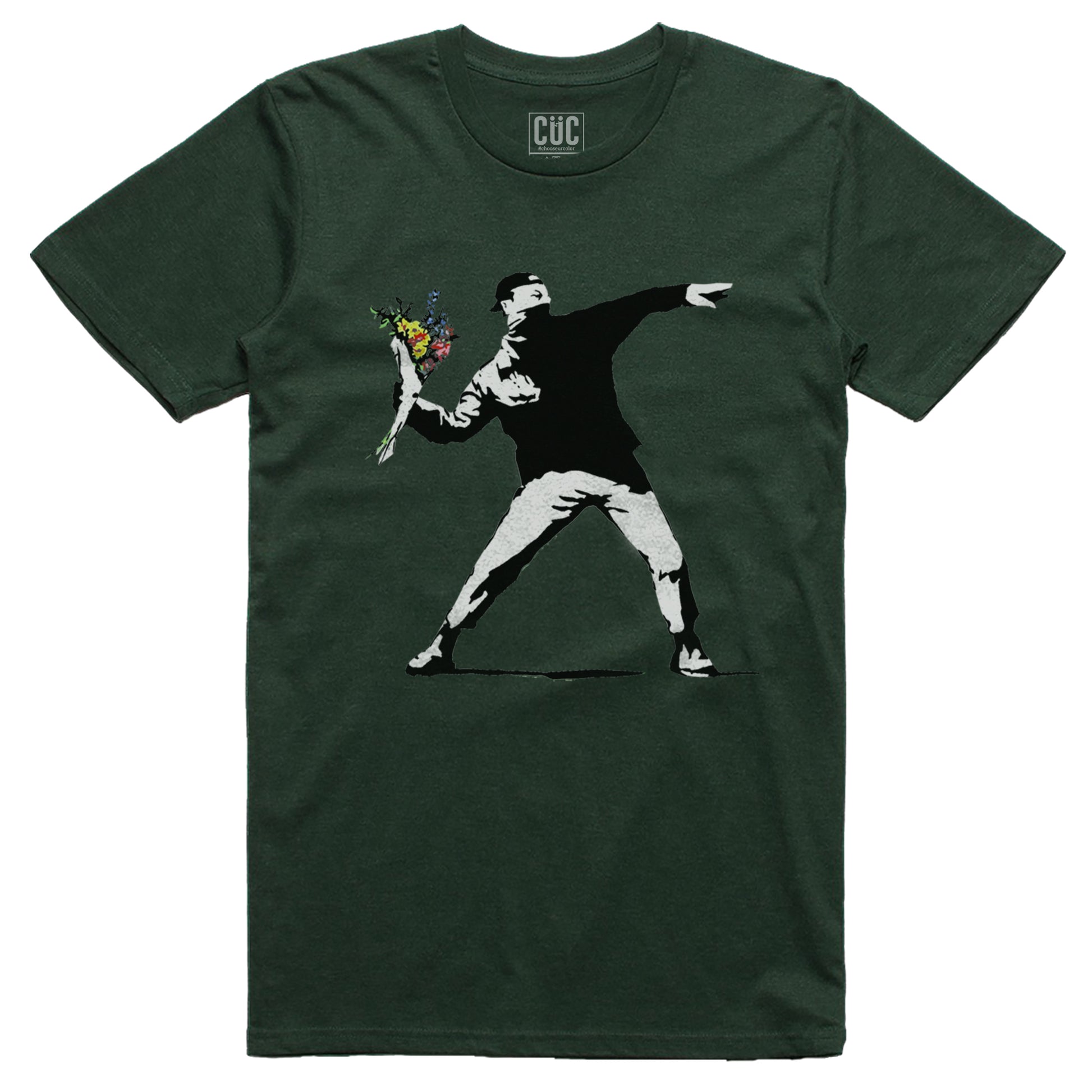 T-Shirt Banksy Flower - Lanciatore di Fiori - streetart #chooseurcolor - CUC chooseurcolor