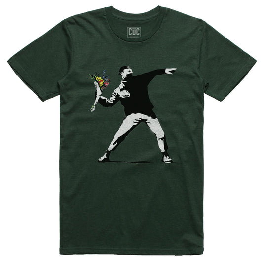 T-Shirt Banksy Flower - Lanciatore di Fiori - streetart #chooseurcolor - CUC chooseurcolor